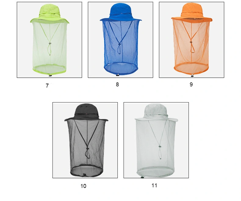 Summer Outdoor Anti-Mosquito Net Gauze Hat Big Eaves Sunshade Fishing Hat Fisherman Hat