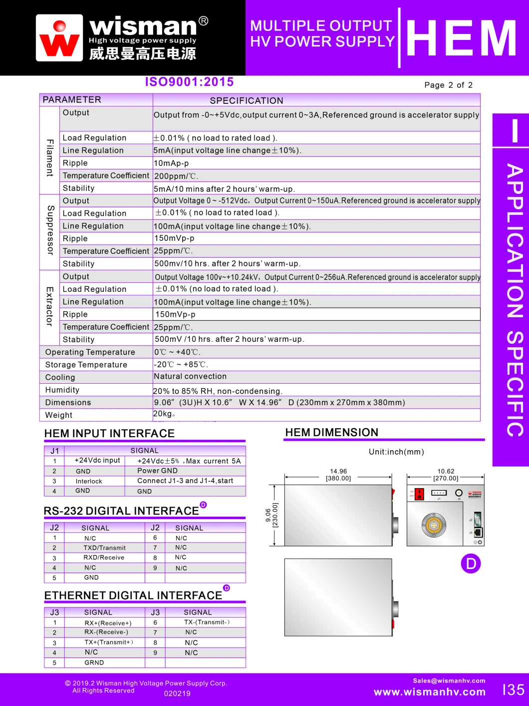 HEM Series Application Specific High Voltage Power Supply,Used for Electron Microscope