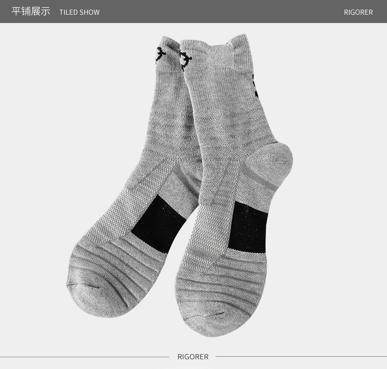 Black Color Cotton Socks Thick Towel Breathable Compression Soft Sports Wear