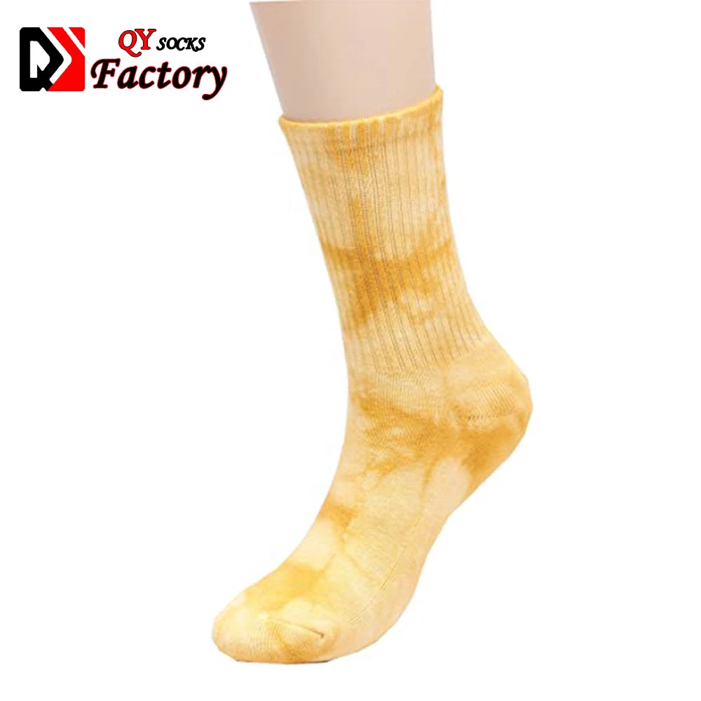 Custom Soft Women Tie Dye Cotton Socks Colored Casual Athletic Crew Socks