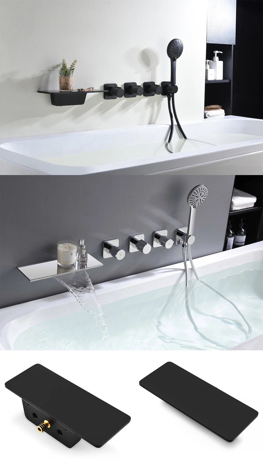 Easy Install Shower Mixer Modern Embedded Bathtub Faucet in Wall