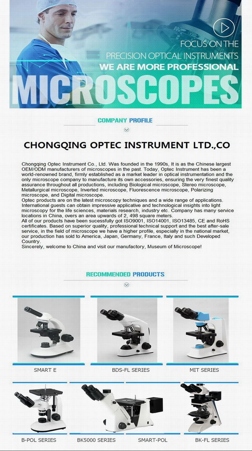 Optical Digital Microscope Binocular Microscope for Laboratory Equipment