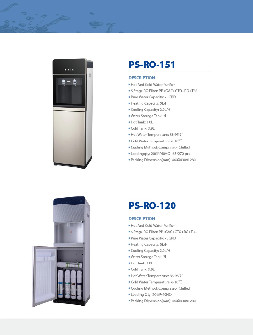 Hot and Clod Water Dispenser with RO Water Purifier/Floor Standing Hot and Cold Water Dispenser / Compressor Vertical Water Dispenser / Filter / Water Cooler