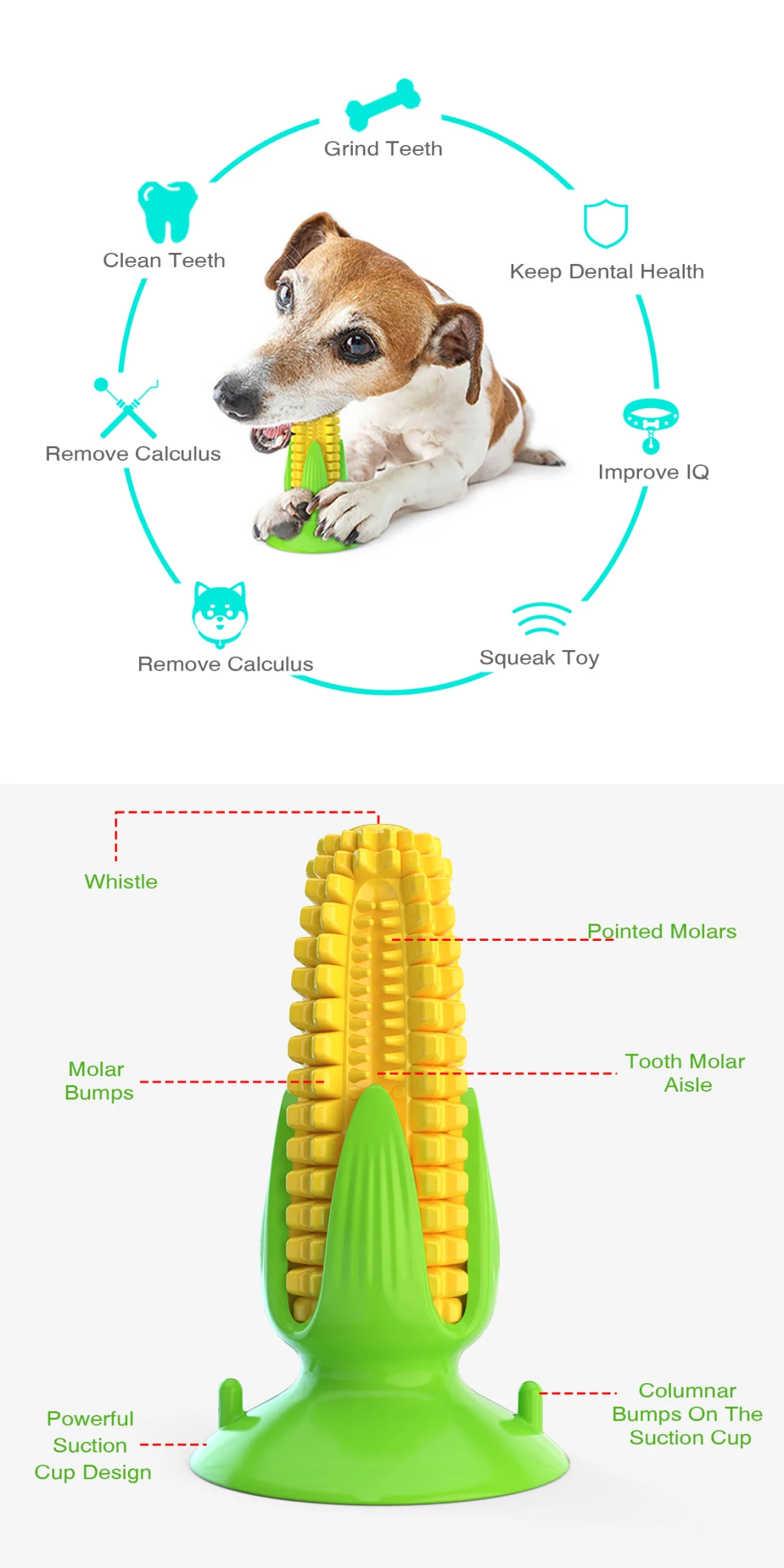 Corn Shaped Squeak Dog Toothbursh Dog Toy Pet Toys
