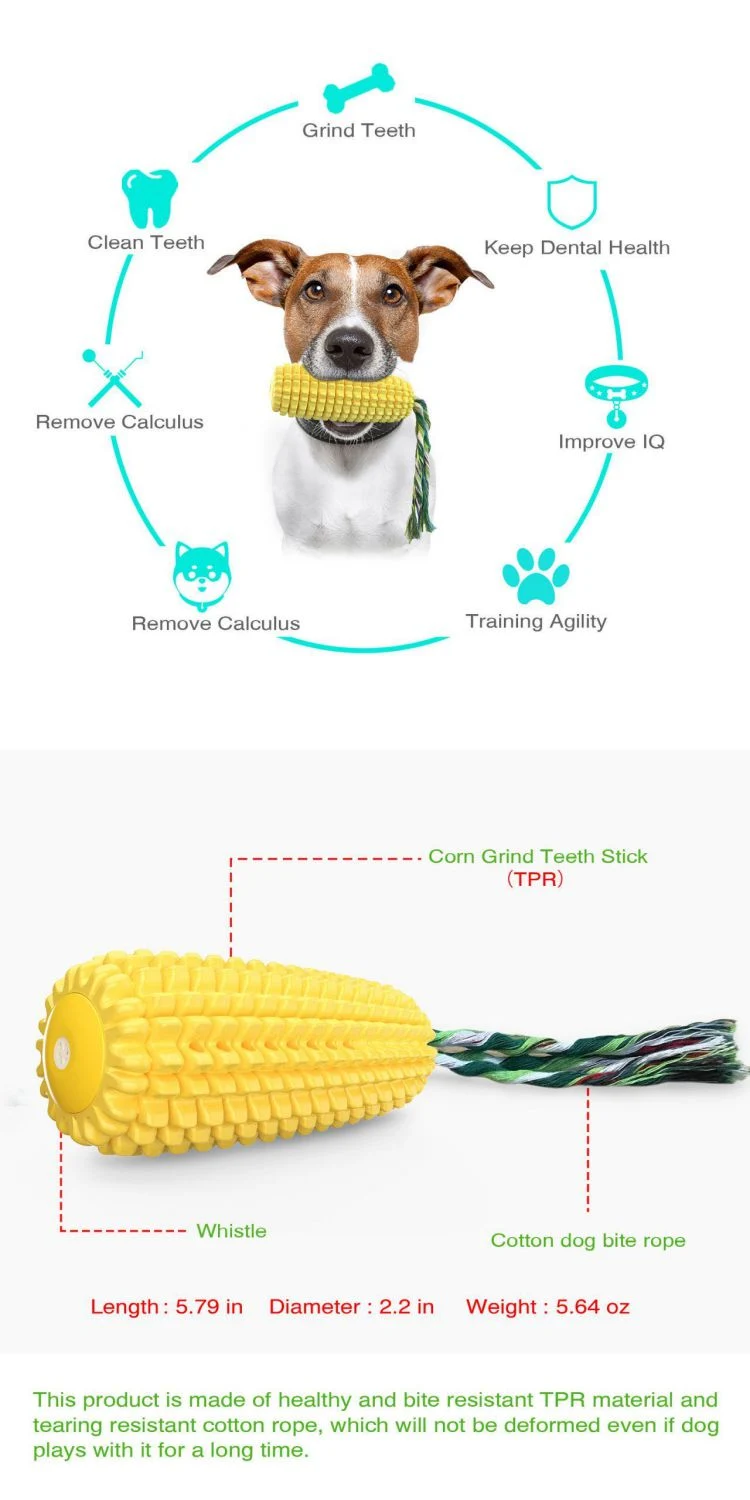 Rubber Dog Squeaky Toys Corn Shaped Dog Toothbrush Toys
