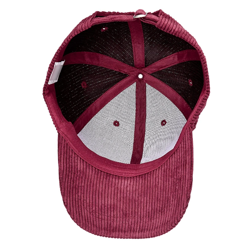 Wine Red 6 Wales 100%Cotton Corduroy Cap Baseball Hat