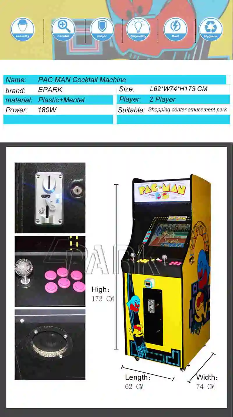 PAC Man Cocktail Machine Sports Entertainment Game Coin Acceptor Arcade Video Game Racing Simulator Machines