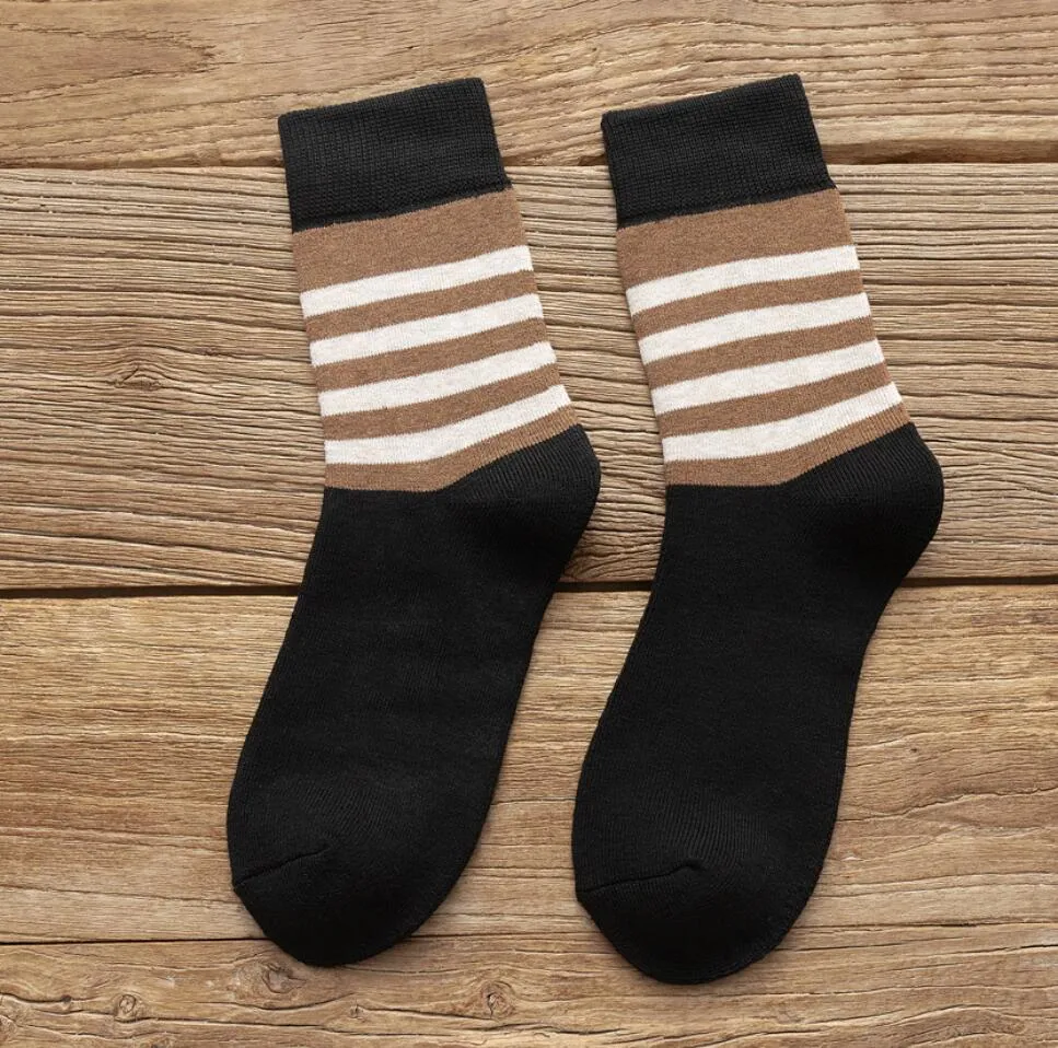 Men's Terry Socks Plus Velvet Thick Striped Tube Socks