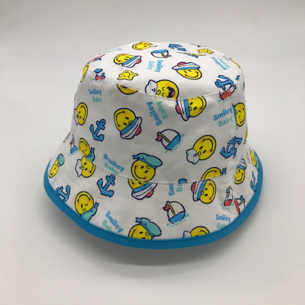 100% Cotton Full Printing Smile Boy and Girl Bucket Hat Disney Fama Audit