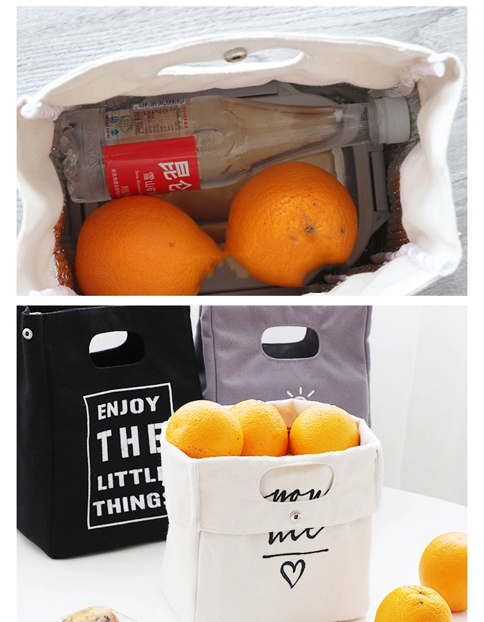Durable Washable Canvas Lunch Bag Insulated Fruits Delivery Bag