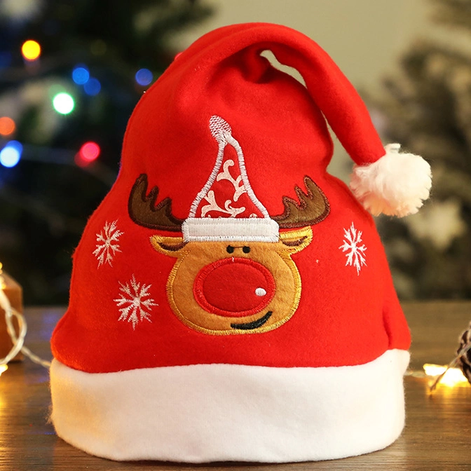 Cheap Christmas Hats Santa Hat 2020 Promotional Custom Red Christmas Hats for Kids Adults