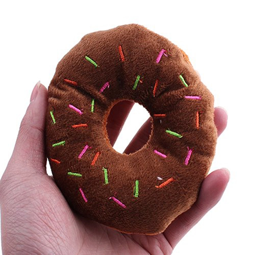 Pet Puppy Cat Donuts Squeaky Plush Dog Toy Chew Squeaker Sound Dog Play Bite Toys
