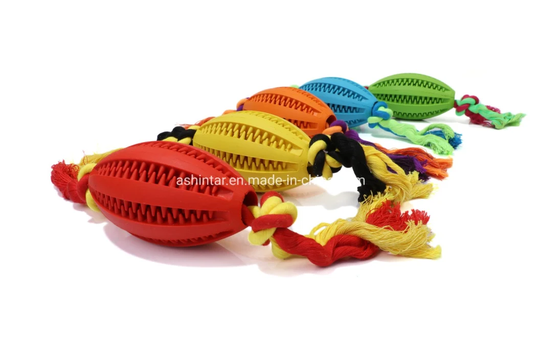 Pet Chew Toys Rubber Ball Cotton Rope Stringing and Cleaning Teeth Interactive Dog Chew Toys