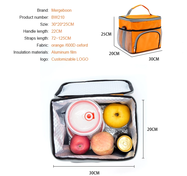 Size Customizable Outdoor Lunch Bag Oxford 6 Can Insulated Cooler Bag for Whole Foods