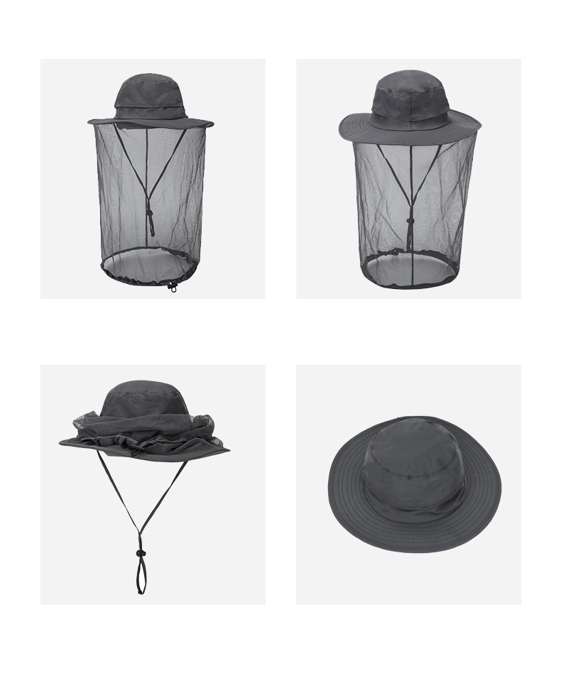 Summer Outdoor Anti-Mosquito Net Gauze Hat Big Eaves Sunshade Fishing Hat Fisherman Hat