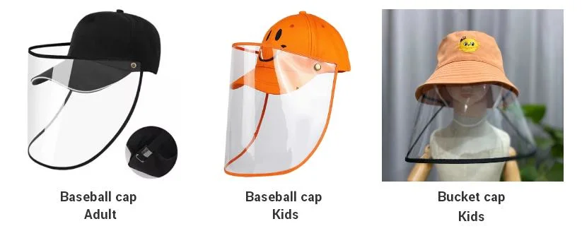 Factory Wholesale Detachable Anti Spitting Saliva Splash Full Face Protective Bucket Hat with Face Shield