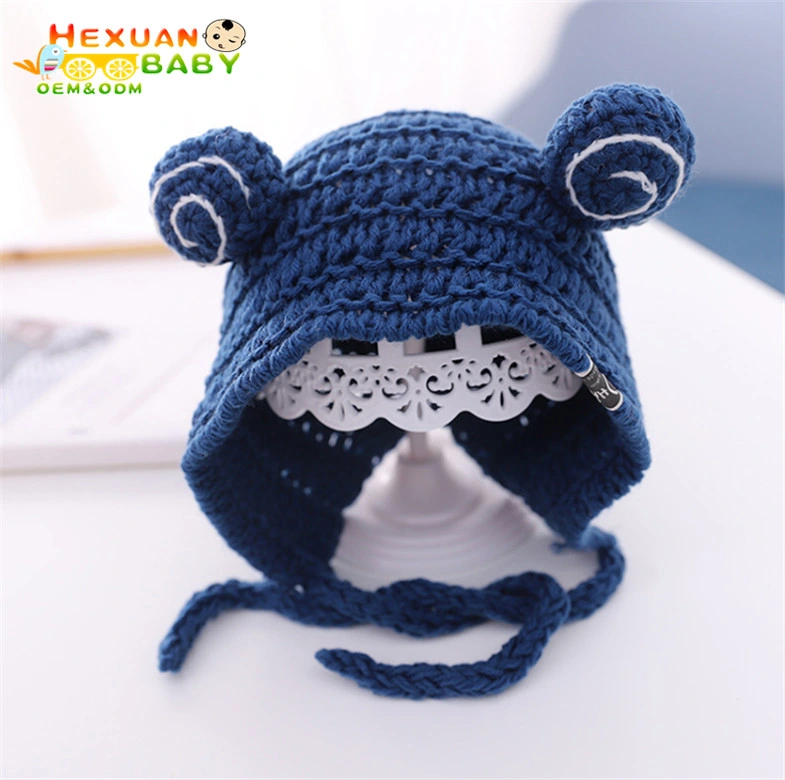 New Style Cute Kids Hats Baby Cartoon Bear Warm Winter Knitted Hat