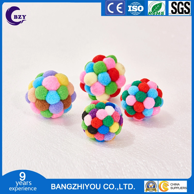 Color 5cm Silk Ball Funny Cat Toy Rainbow Ball Pet Nibble Toy