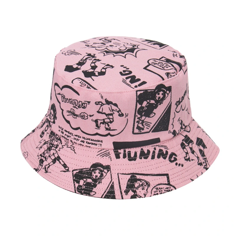 Comic Cartoon Character Print Basin Hat Sunscreen Outdoor Couple Fisherman Hat