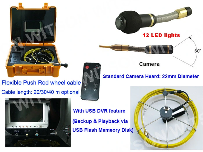 Witson Pipe Plumbing Inspection Camera with Digital Meter Counter (W3-CMP3188DN-T)