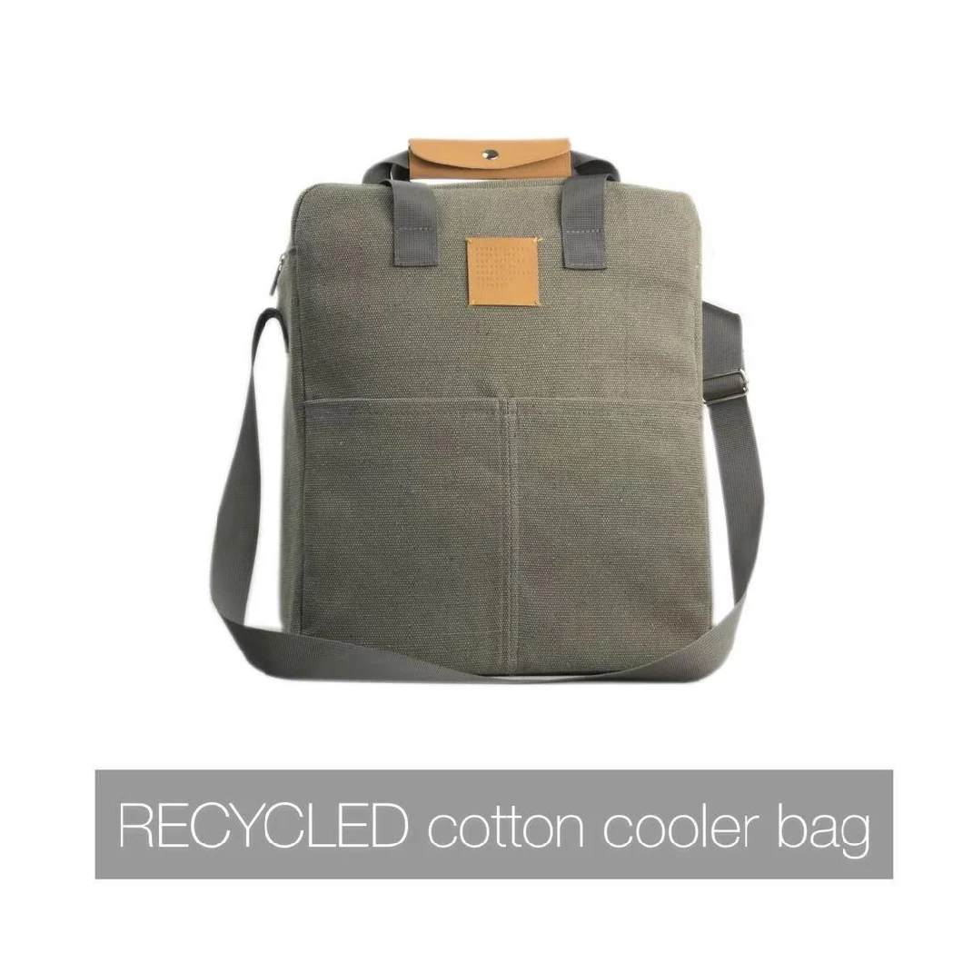 New Custom Eco Friendly Recycled Canvas Cooler Insulated Lunch Bag for Women Girl Lady