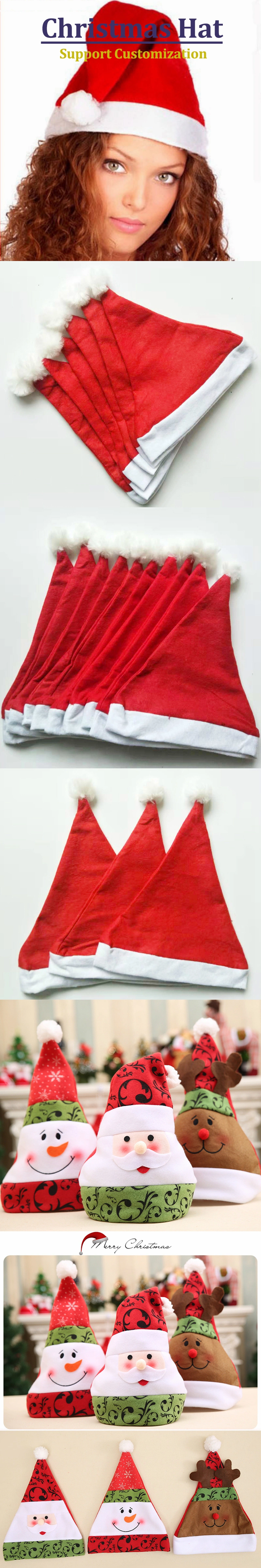 Santa Hat with Plush Trim Red White Plush Christmas Santa Hat for Christmas