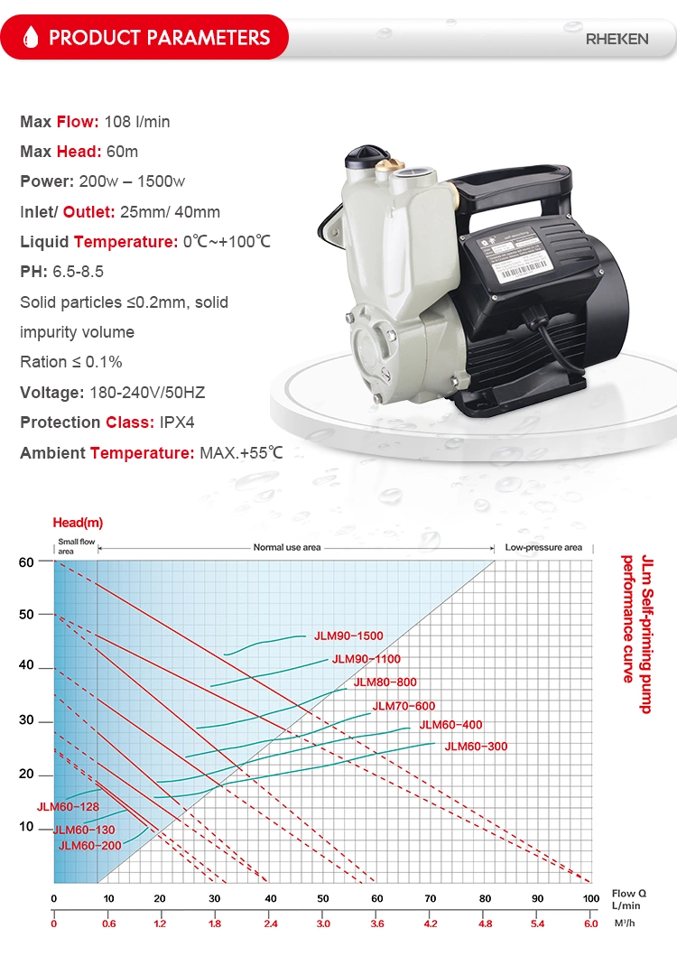 Rheken Brand Name AC Single-Phase Clean Water Self-Priming Water Heater Booster Pump