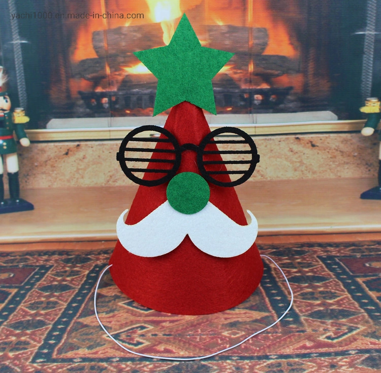 Felt Fabric Printing Logo Plush Christmas Decoration Kid Christmas Hat