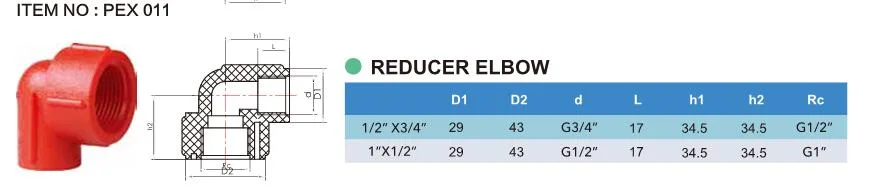 Era Plastic/PP Thread Pipe Fittings Reducer Elbow for Brass BSPT with Ce/Watermark/Wras Certificate