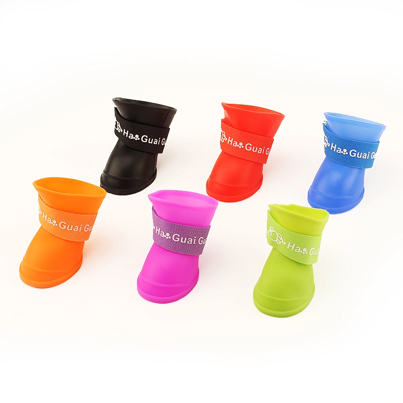 4PCS/Set Outdoor Pet Rain Boots Rubber Shoes Waterproof Summer Pets Waterproof Rain Shoes