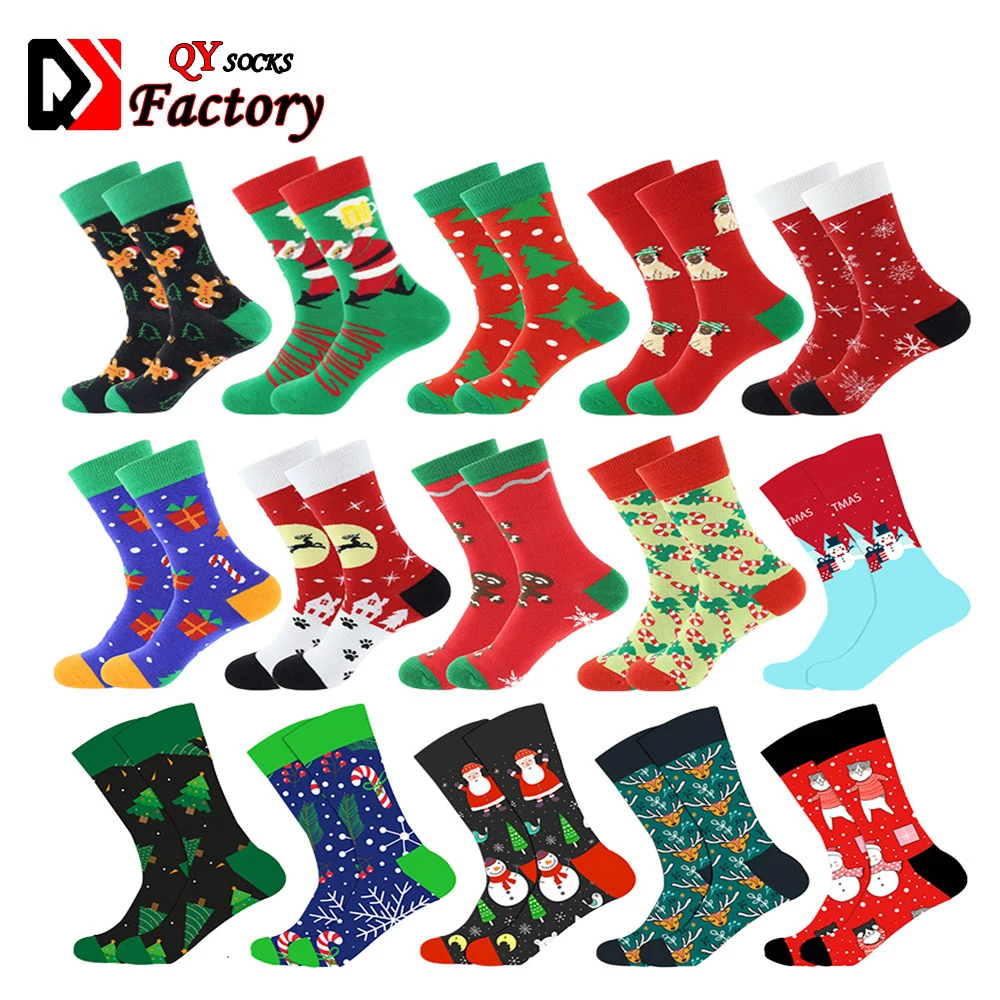 Organic Cotton Colorful Funny Christmas Presents Unisex Dress Crew Socks Women