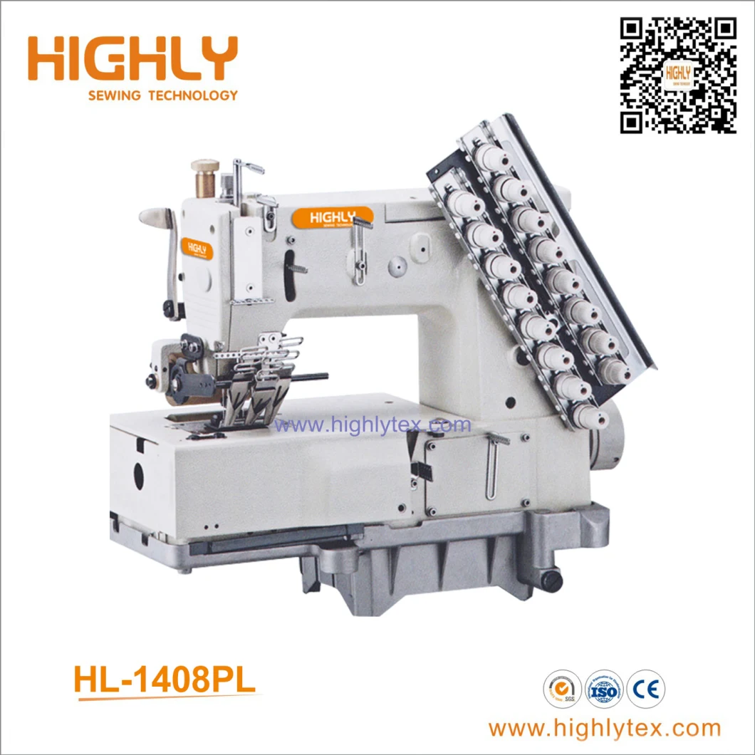 Eight Needle Flat Bed Double Chinastitch Sewing Machine for Attaching Line Tapes
