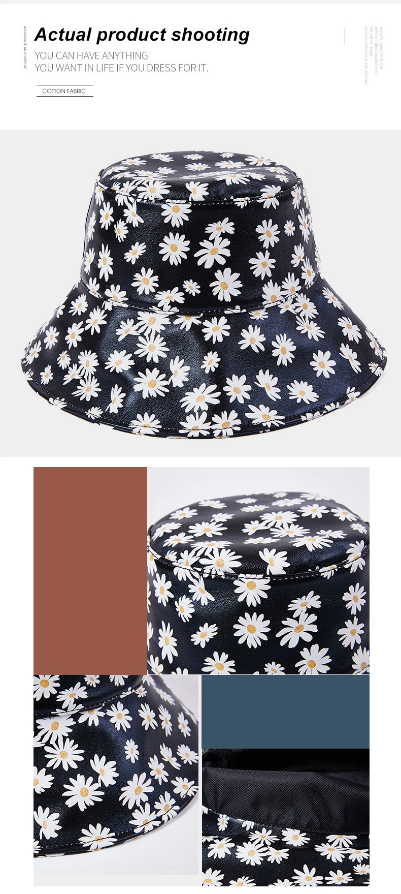 Spring Autumn Sheepskin Hat Small Chrysanthemum Leather Basin Hat Sheepskin Fisherman Hat Casual Korean Men Women Bucket Cap
