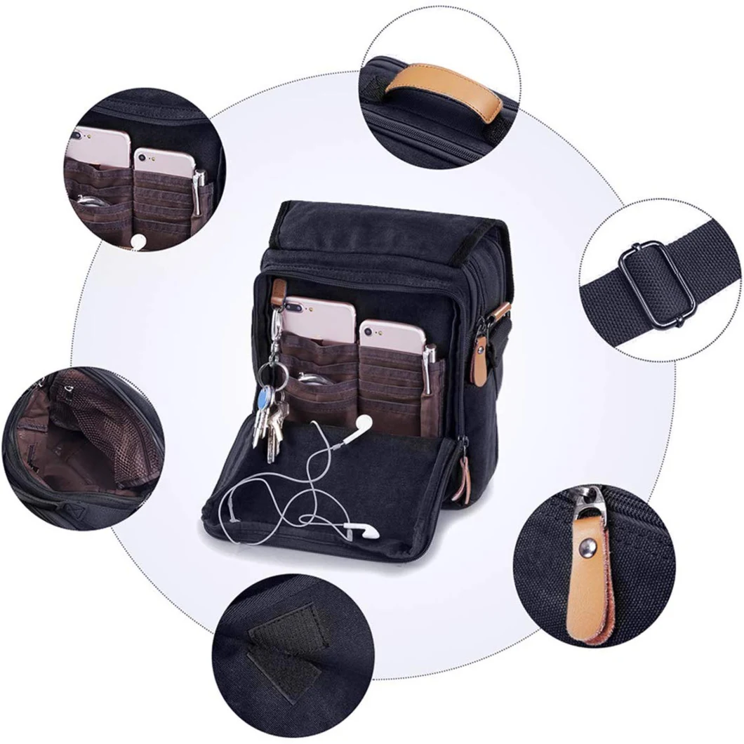 Hot Sell Lightweight Cross Body Canvas Satchel Bags Shoulder Bag Messenger Bag with Multiple Pockets