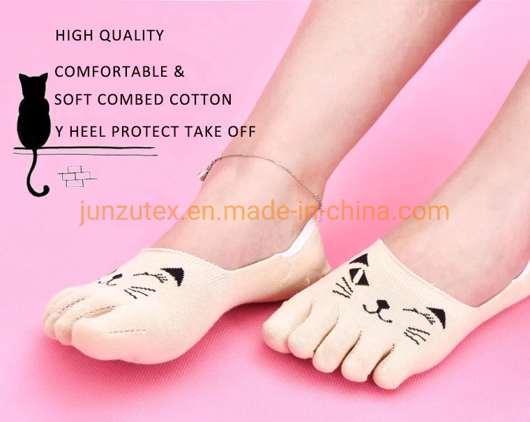 Women Cotton Socks Ankle Socks Five Fingers Toe Socks Cartoon Women Girls Summer Cute Invisible Toe Socks