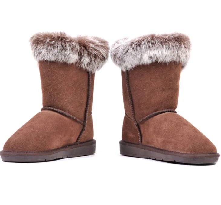 MID Calf Sheepskin Fur Women Snow Boos Winter Warm Boots