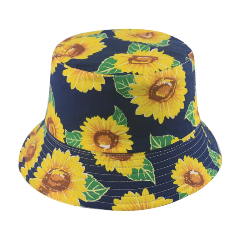 Cotton Printed Sunflower Fisherman Hat Trend Double-Sided Wear Sunhat