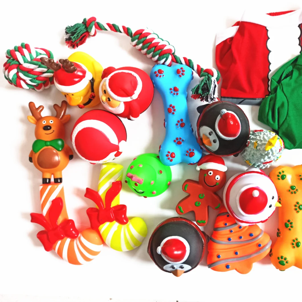 Vinyl PVC Christmas Toy Series Pet Toy Cute Cleaning Teeth Funny Small Toy for Pets Squeaky Toy