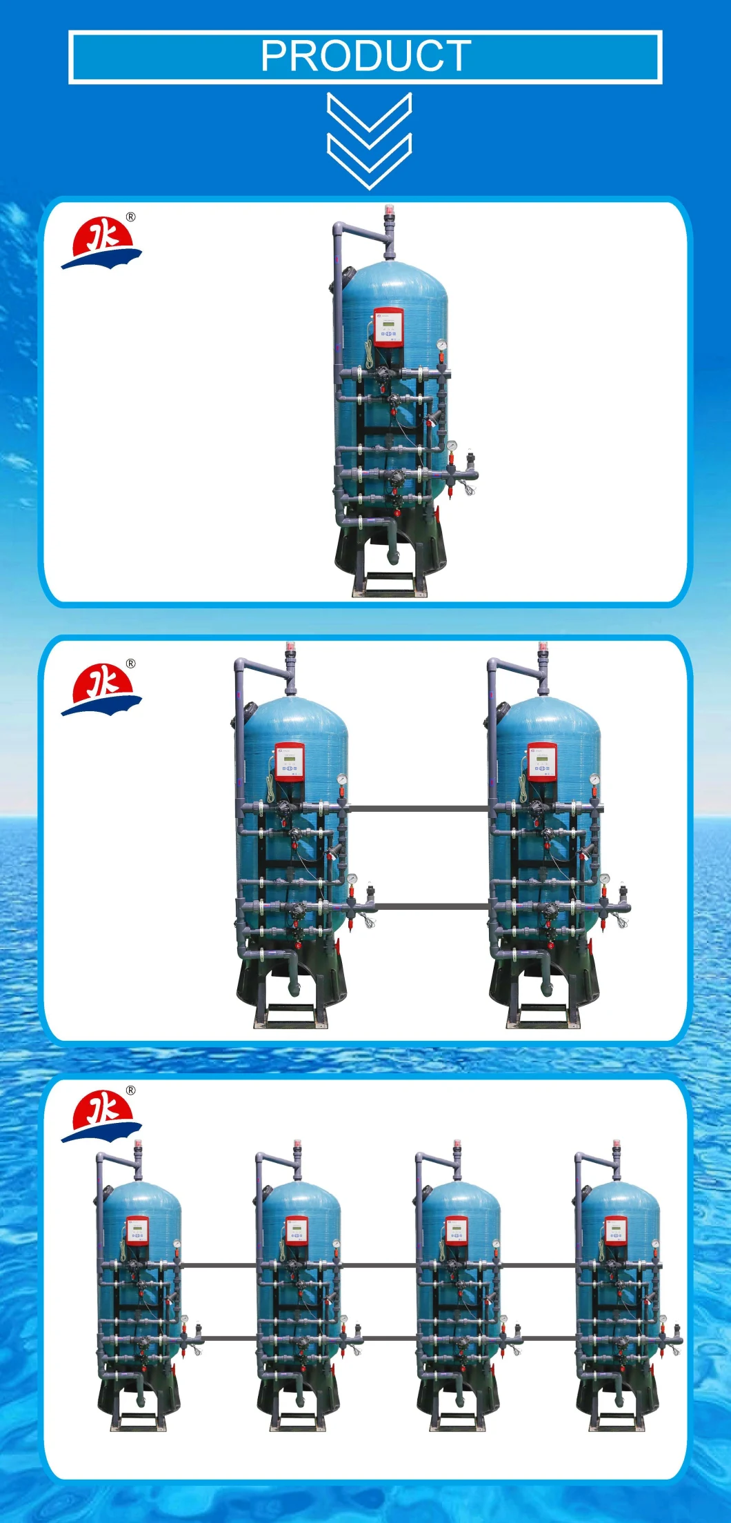Jkmatic Industrial Water Multi-Media Filter and Softener Pressure Tanks for Water Softener