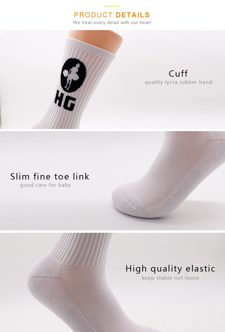 Chaussettes Basketball Sport Man Elite Socks White Polyester MID Calf Running Sports Athletic Basketball Socks OEM Custom Logo