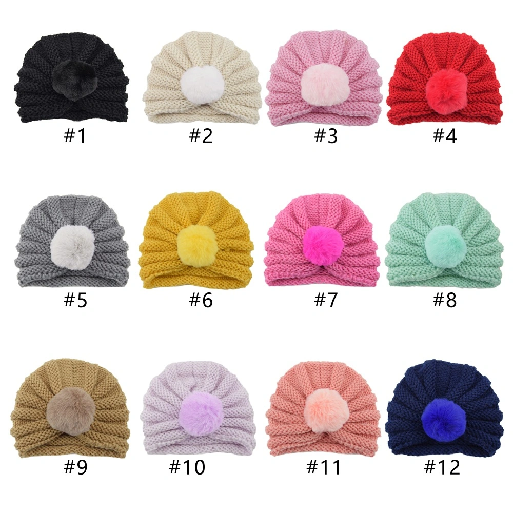 Fashion POM POM Winter Warm Cotton Knitted Beanie Kids Hat