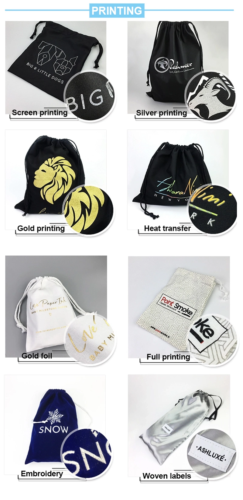 Customized Silk Mesh Polyester Drawstring Bag Custom Logo Cotton Bags NFL Drawstring Bags