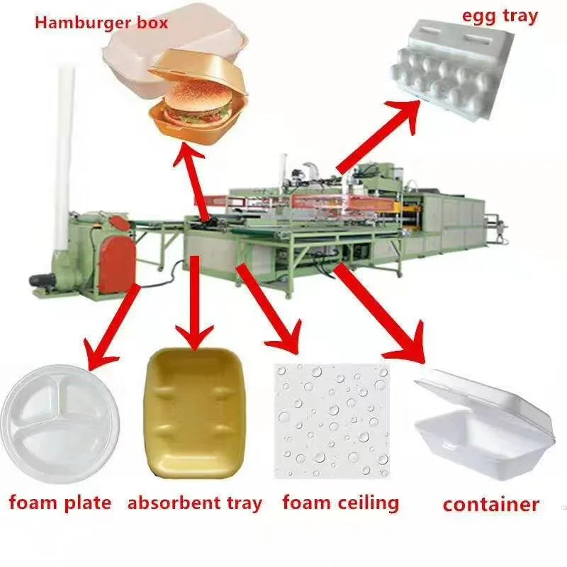 Plastic PS Foaming Box Plate Dishes Egg Tray Lunch Container Making Machine
