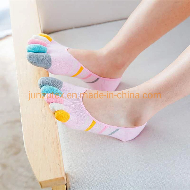 Women Invisible Ankle Socks Five Fingers Toe Socks Summer Colored Toe Invisible Shallow-Mouthed Cotton Women Socks