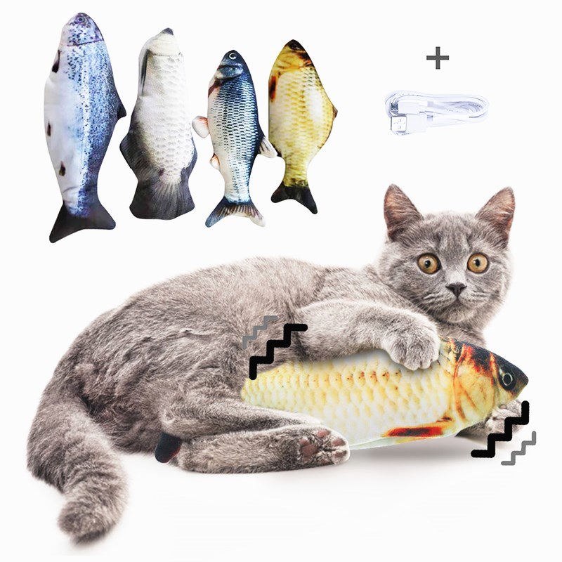 Cat Toy Simulation Creative 3D Fish Shape Cat Toy USB Electric Cat Toy