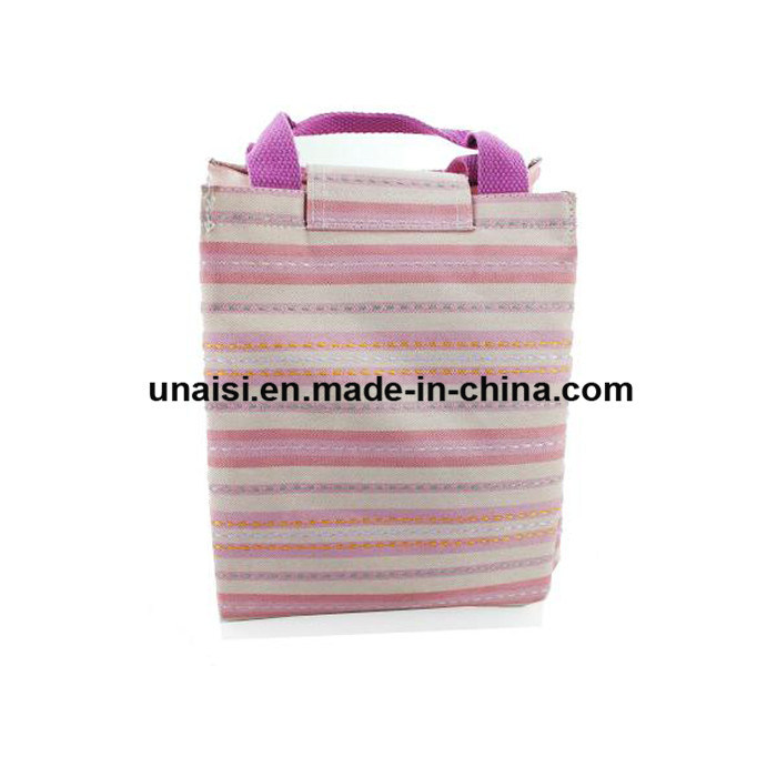 Stripe 600d Polyester Insulated Cooler Ice Tote Lunch Bag