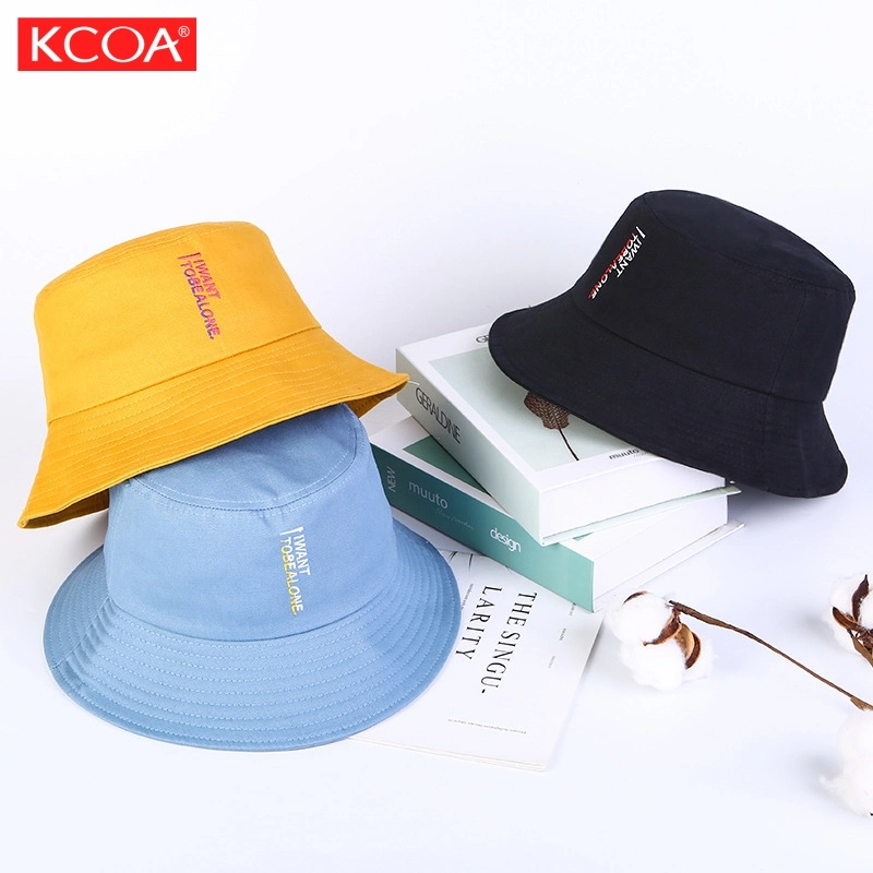Multi Color Outdoor Stylish Embroidered Text Fisherman Women Bucket Hat