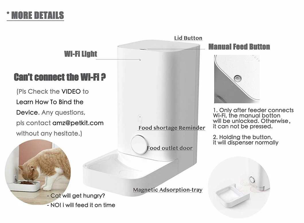 5.9L Large Capacity Never Stuck Automatic Pet Cat&Dog Feeder for Cats and Dogs