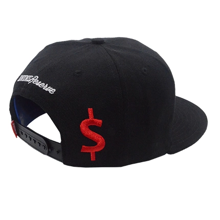 Custom Leather Embroidered Snapback Hat Promotional Black Baseball Cap Hat Headwear Factory