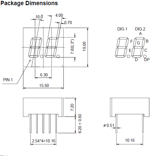 0.3 Inch Dual Digit 7 Segment LED Display